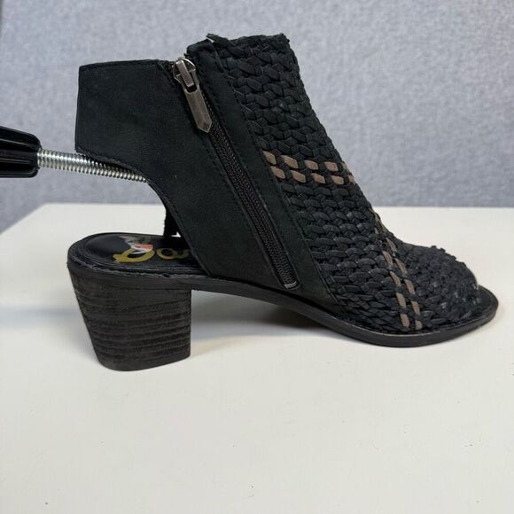 Sam Edelman Women's Size 10 Black Leather Brocade Caged Open Toe Heels Boots - Picture 3 of 8